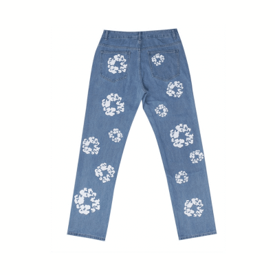 Floral Print Denim Trousers