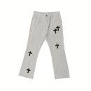 Cross Pattern Flared Trousers Jeans