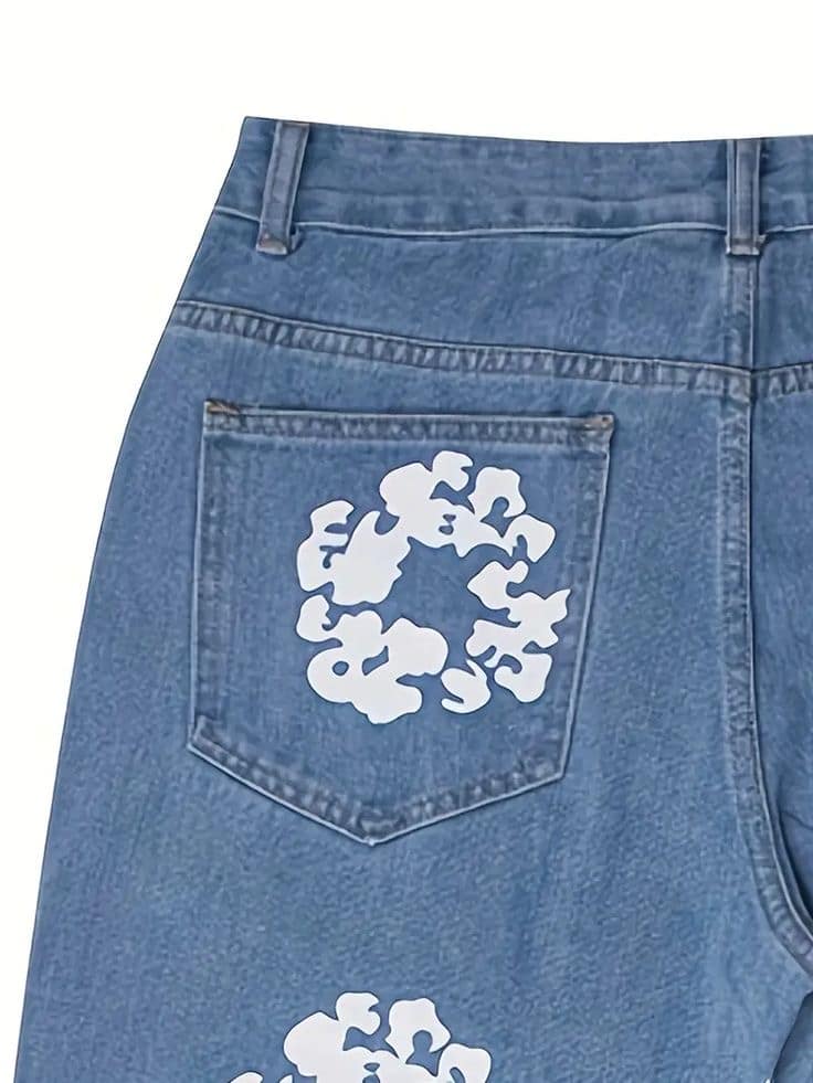 Floral Print Denim Trousers - Image 2
