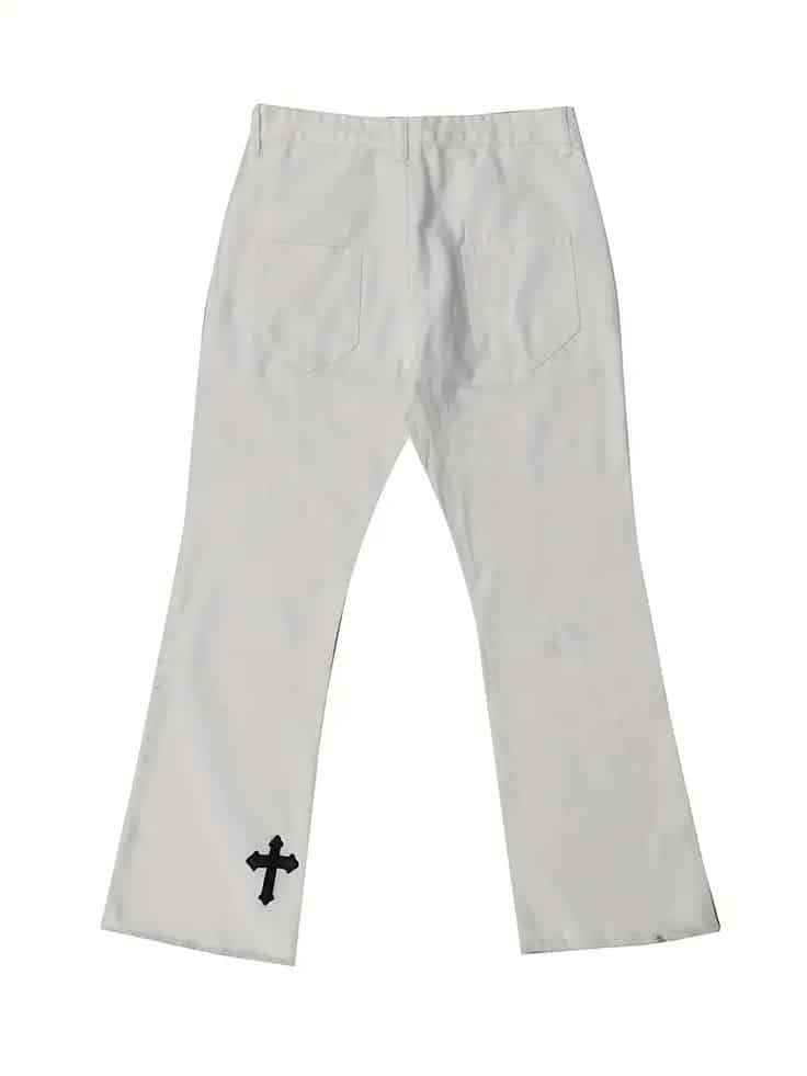 Cross Pattern Flared Trousers Jeans - Image 2